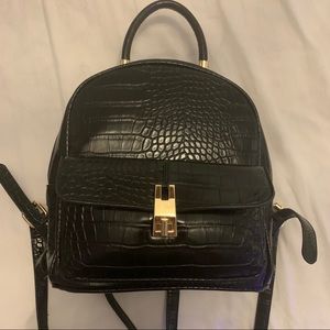 Mini black croc backpack
